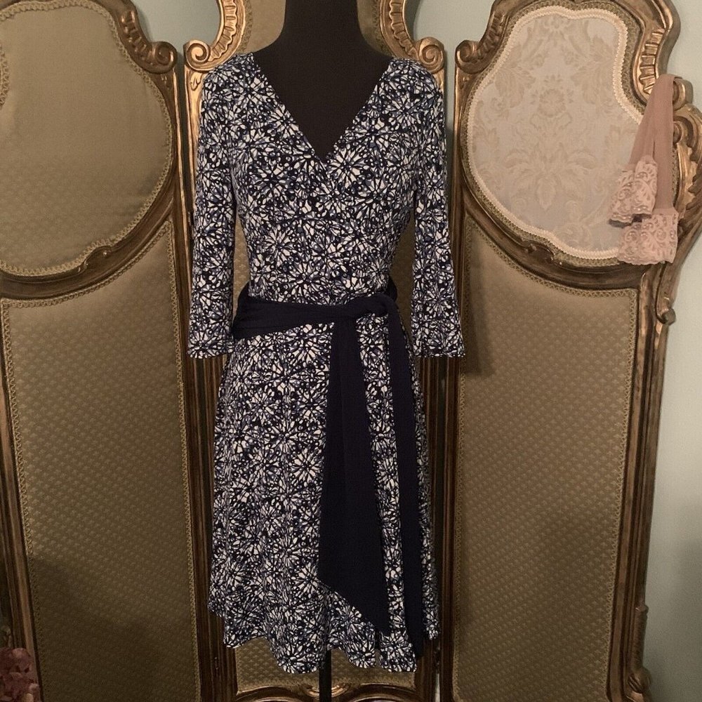 AGB. Size 6. USA. Jersey Dress w Wrap Skirt. Sash. 3/4 Sleeves. B83.